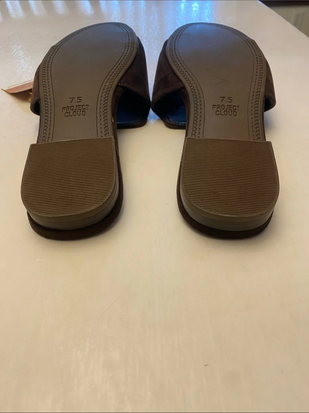 Project Cloud Cannes Suede Leather Slide Memory Foam Dressy Flat Sandals 7.5 NWT